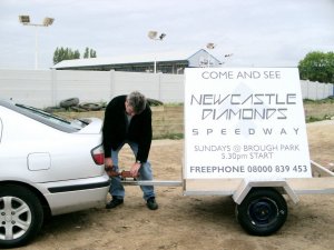 John arriving at Brough with DG advertising trailer